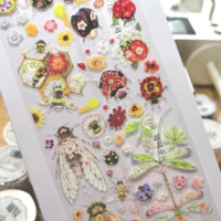 V1 Colorful World Insects Vintage Plant Journal Washi PET Tape 1