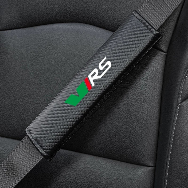 2Pcs Carbon Fiber Car Seatbelt Shoulder Protector Cover Safety Belt For Skoda VRS Octavia Kamiq Kodiaq Karoq Superb Fabia Rapid