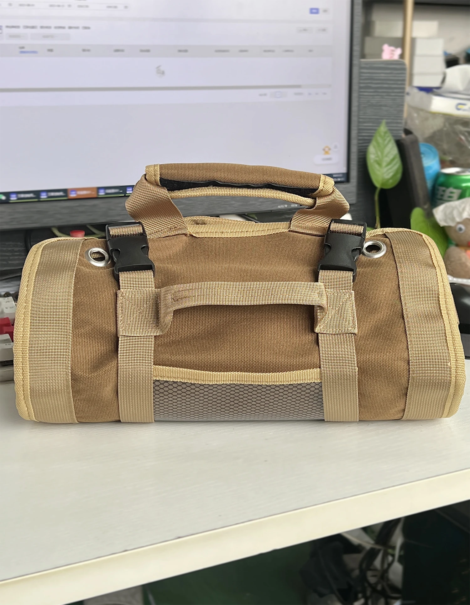1 Piece Multifunctional Roll Up Tool Bag, Wrench Roll, Car First Aid Kit Wrap Roll Organizer, Hanging Tool Zipper Tote Bag 2