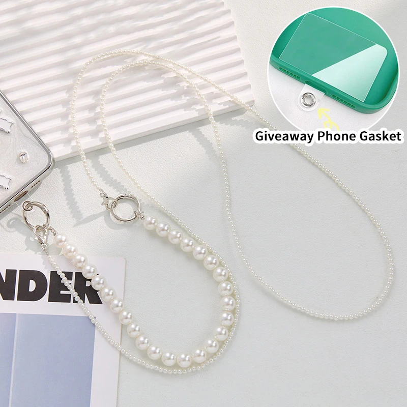 Elegant Pearl Phone Strap and Crossbody Necklace Chain with Anti-Loss Design