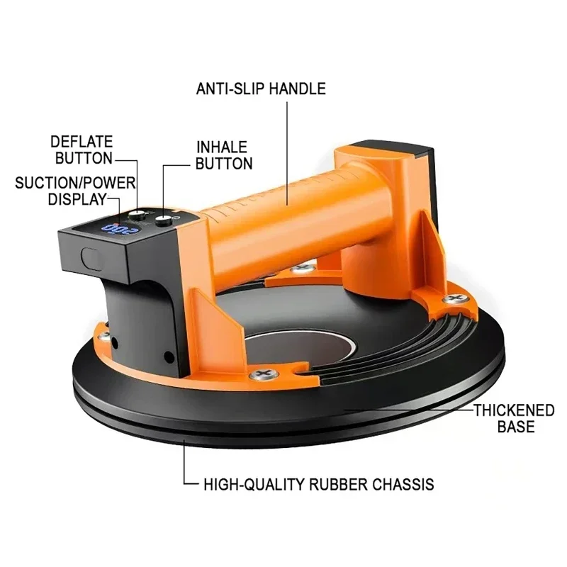 Electric Vacuum Suction Cup for Glass Tile Strong 220kg Bearing Capacity Type-C Charging Electric Vacuum Suction Cup Lifter vacuum suction cup vacuum sucker