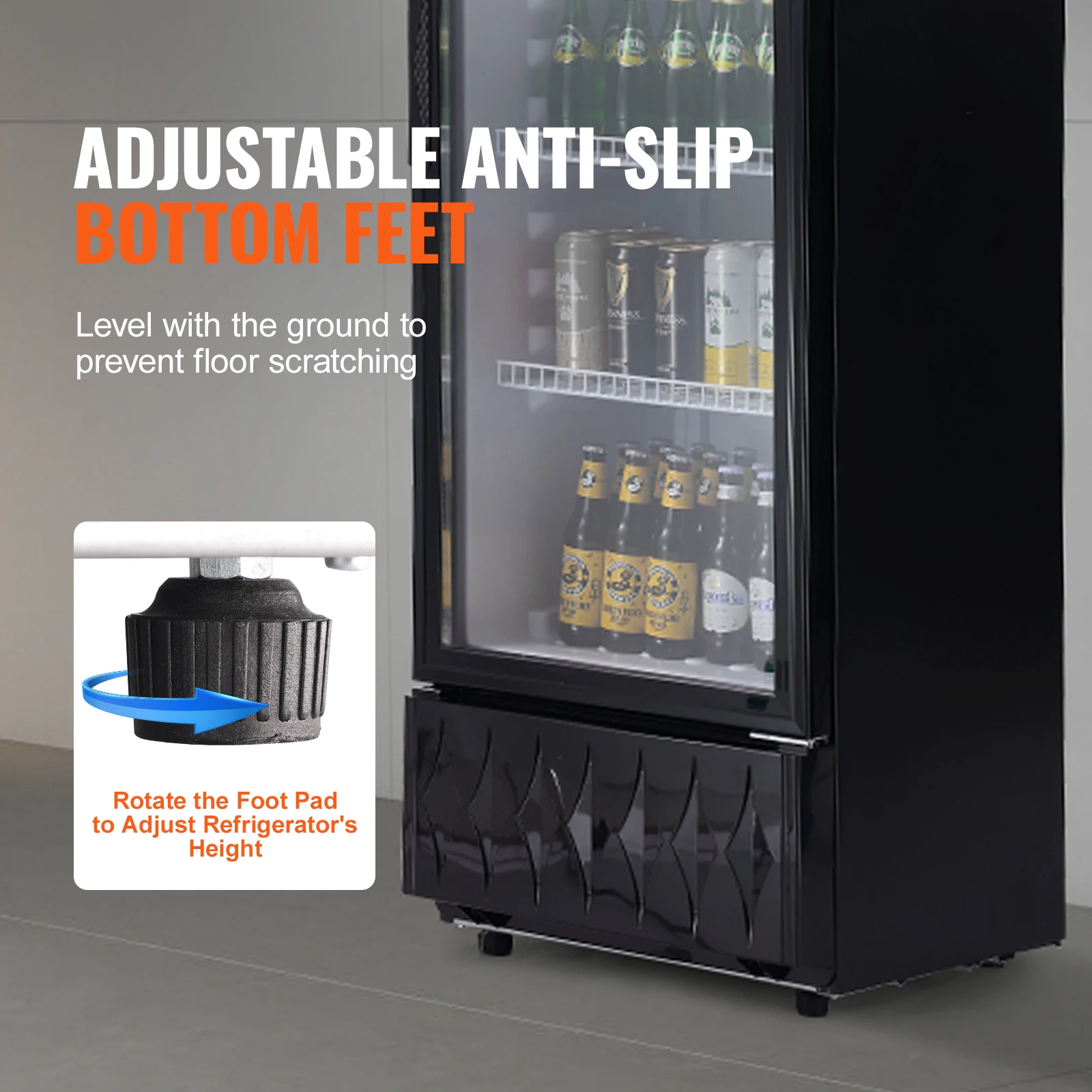 VEVOR Commercial Refrigerator,195L 275L 345L 420L Beverage Refrigerator Cooler, Glass Door Display Refrigerator Upright Fridge