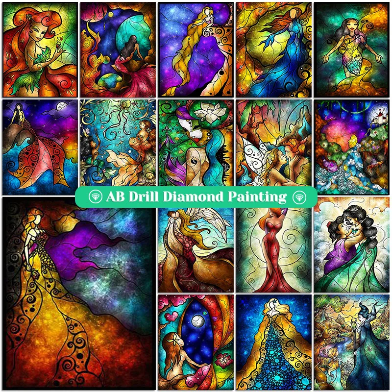 

Алмазная живопись «сделай сам», мультяшная девушка, полная квадратная Круглая Мозаика AB, вышивка крестиком, алмазная вышивка, картины принцессы, домашний декор, подарки