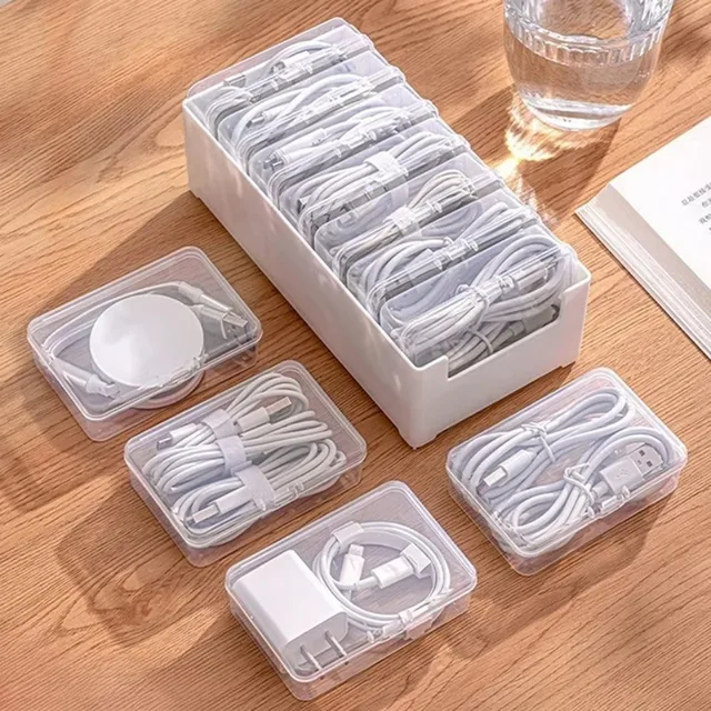 1Set Data Cable Storage Box Cable Organizer Bag With Power Charging Cable Management And Jewelry Storage,Desk Storage 3