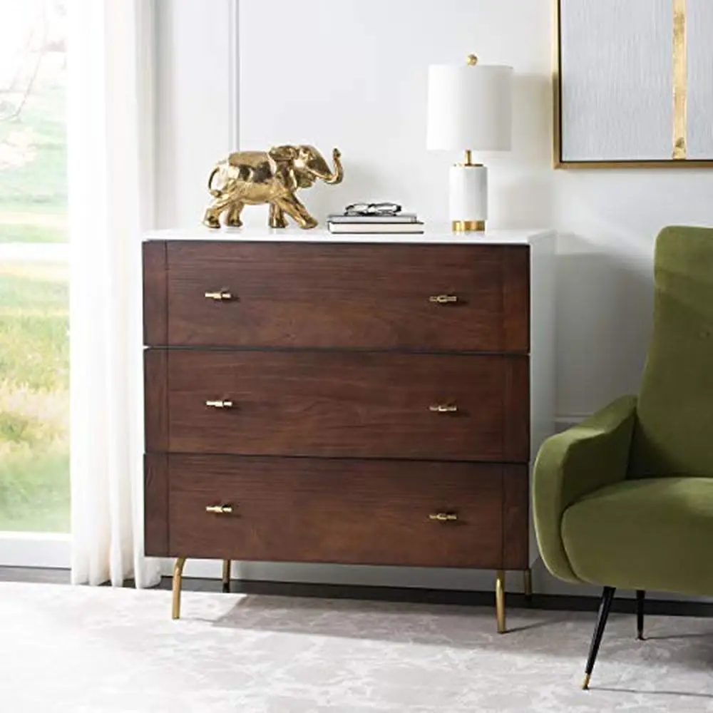 

Modern 3-Drawer White Walnut Dresser Mahogany Albasia Wood Storage Solution