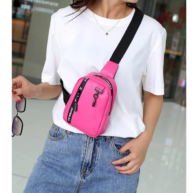 Waist Bags For Women Leather Solid Color Waist Bag Shoulder Crossbody Chest Bags Handbags All-match Messenger Belt Bags images - 6