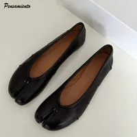 Fashion Soft Leather Split Toe Women Tabi Ballet Flats Spring Autumn Comfortable Walking Lazy Loafers Casual Girls Dance Shoes
