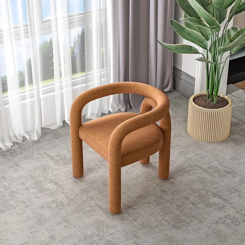 Luxury Makeup Chair Nordic Living Room Furniture Leisure Chair Backrest Dining Lamb Cashmere Sofa Armchair Cosmetic Stool