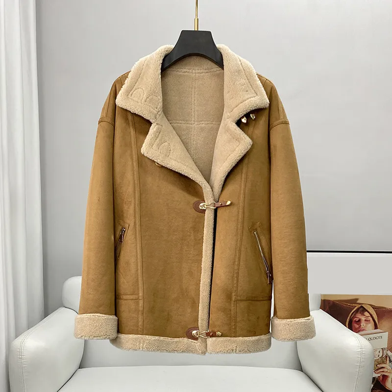 

Лидер продаж, модная теплая куртка PUDI с подкладкой из натуральной шерсти, Женское зимнее Мягкое повседневное пальто CT2142