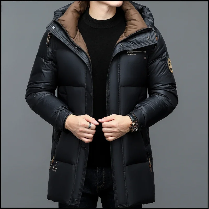 thumbnail image 1 of Ropa Nueva Chaqueta de plumón de pato blanca de invierno 2024 Abrigo de hombre de color sólido Abrigo grueso cálido a prueba de viento Casacas de negocios para hombre, 1 of 5