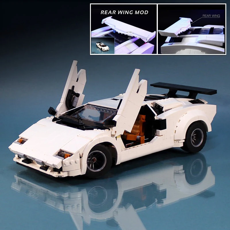 Nuovo 1251Pcs Creative Expert Moc Lc5000 Countach Ala Posteriore Mod 10295 Auto Sportive Building Blocks Giocattoli Mattoni Fai Da Te