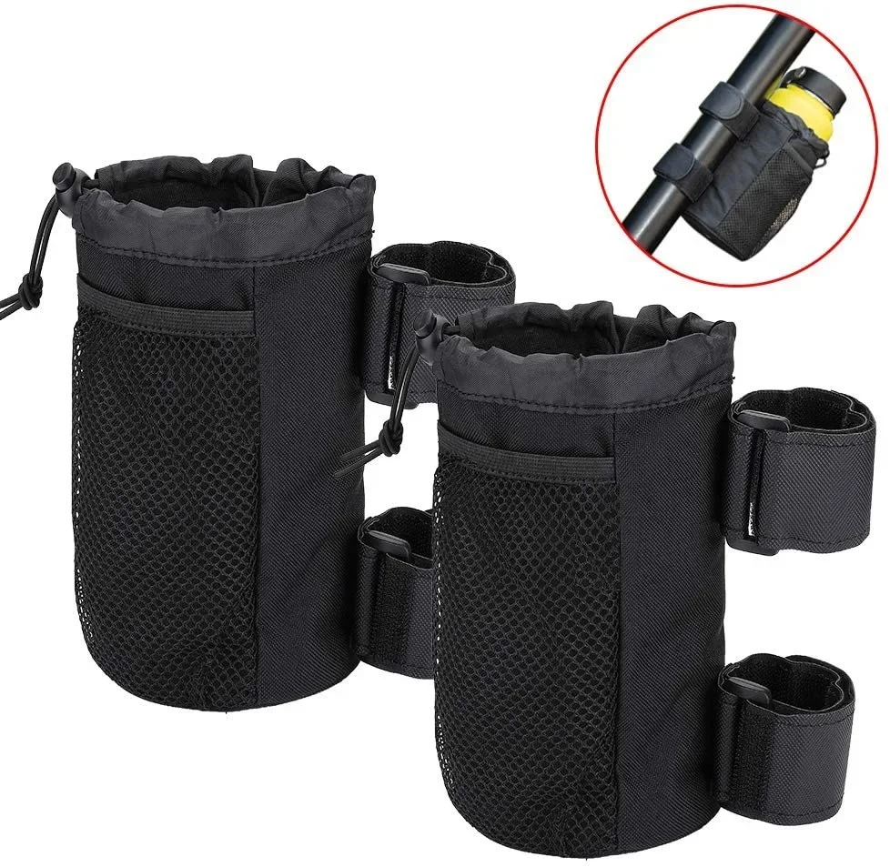Description Picture 2 of item1PC Bicycle Motorbike Water Cup Holder Outdoor Oxford Cloth Bottle Bag Trolley Wheelchair with Mesh Bag Insulated Bumper Cover