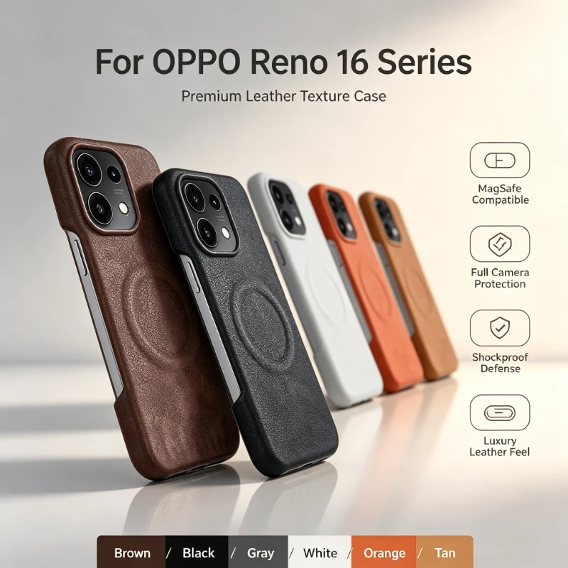 Premium Sheepskin Leather Magnetic Case with Wireless Charging Compatibility