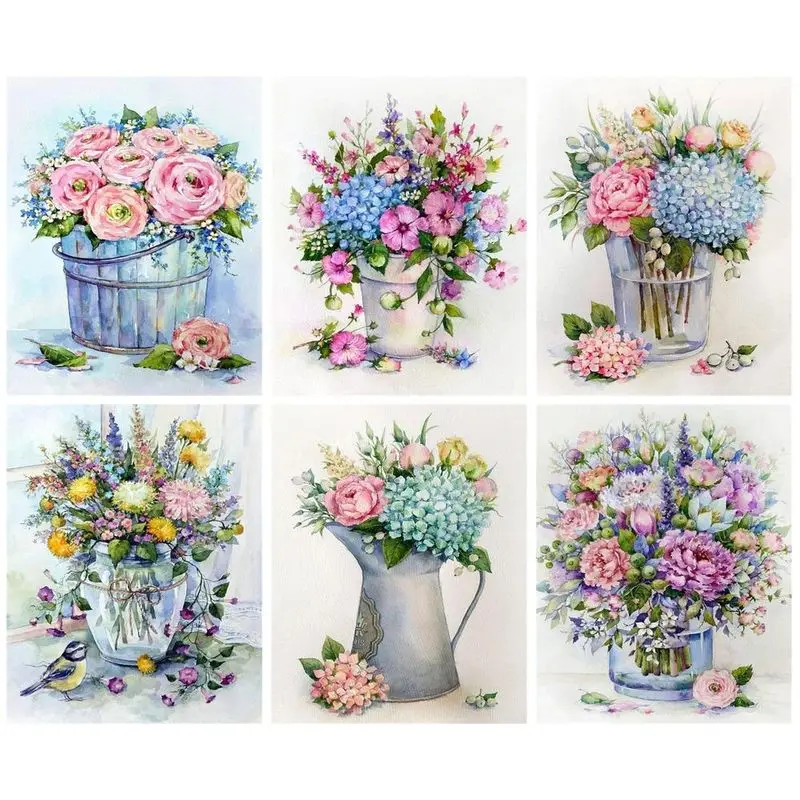 

GATYZTORY 60x75cm DIY Painting By Numbers Frameless Pictures by numbers Flower On Canvas Drawing Wall Art For Home Decoration