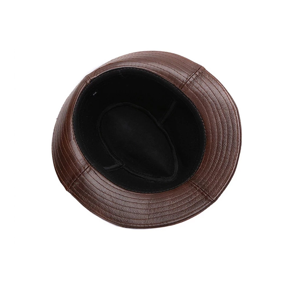 2025 Autumn Men Real Genuine Cowhide Leather Top Hats Men Fashion Caps Winter Warm New Cowboy  100% Real Cowhide Leather Hats 5