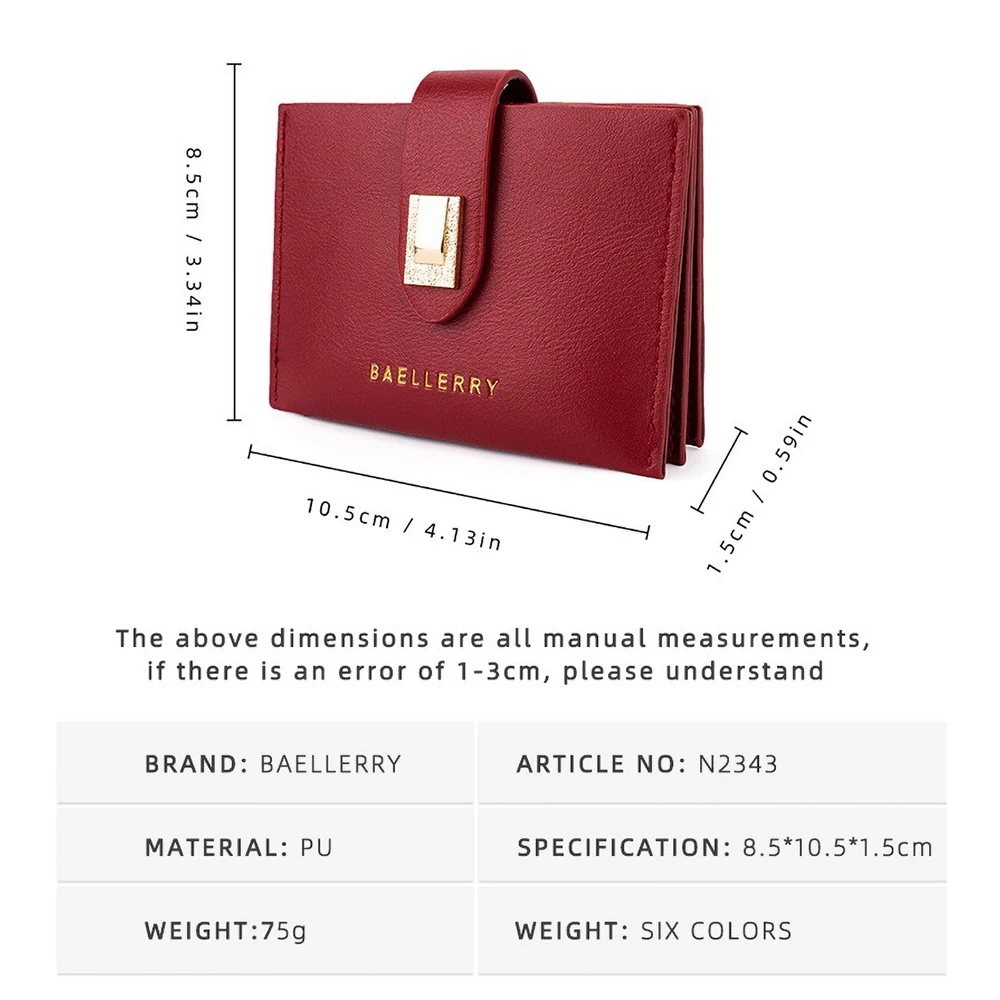 Baellerry Women's Snap Button Short Wallet PU Leather Fashion Clutch Coin Purse with Card Slots Slim Zip Pocket Gift for Her