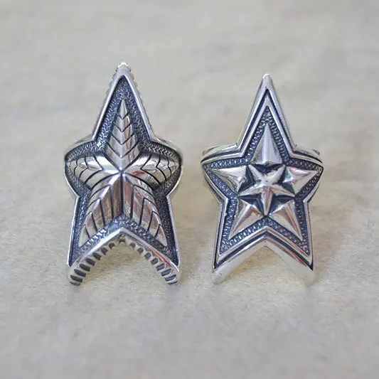 

S925 Sterling Silver Retro Thai Silver Star Same Style Star Ring Korean Edition Popular Five pointed Star Open Ring for Men and