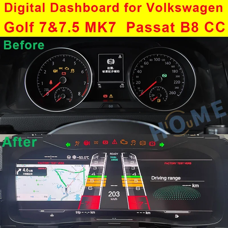 

Car Instrument Cluster Speedometer Gauges Dashboard Panel LCD Monitor Miles For Volkswagen Golf 7 R Golf7 MK7 GTi Passat B8 CC