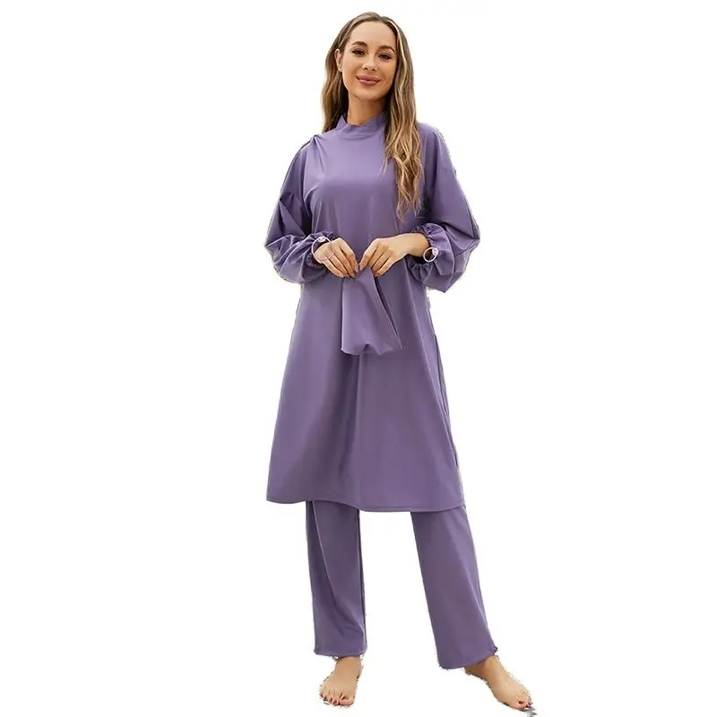 Islamic Swimwear with Full Cover for Burkini Women With Pareo Swimming Suit with Long Sleeves Borkini Femme Musulmane 2022 yongsen women muslim swimwear modest burkini bra padding patchwork hijab long sleeves sport swimsuit islamic wear bathing suit