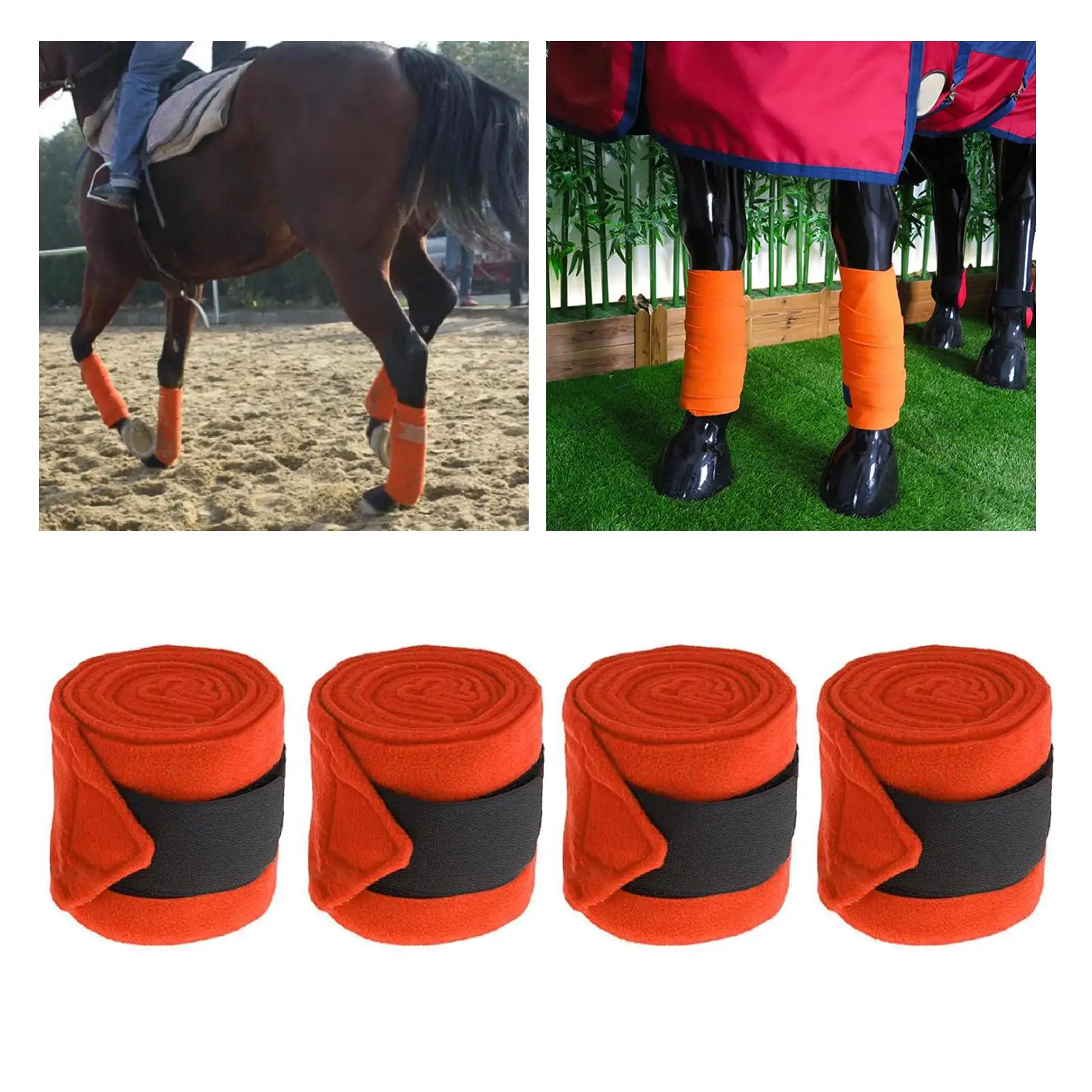 4x Horse Leg Wraps Sticky Strap Equestrian Accessories Soft Plush Leg Guards