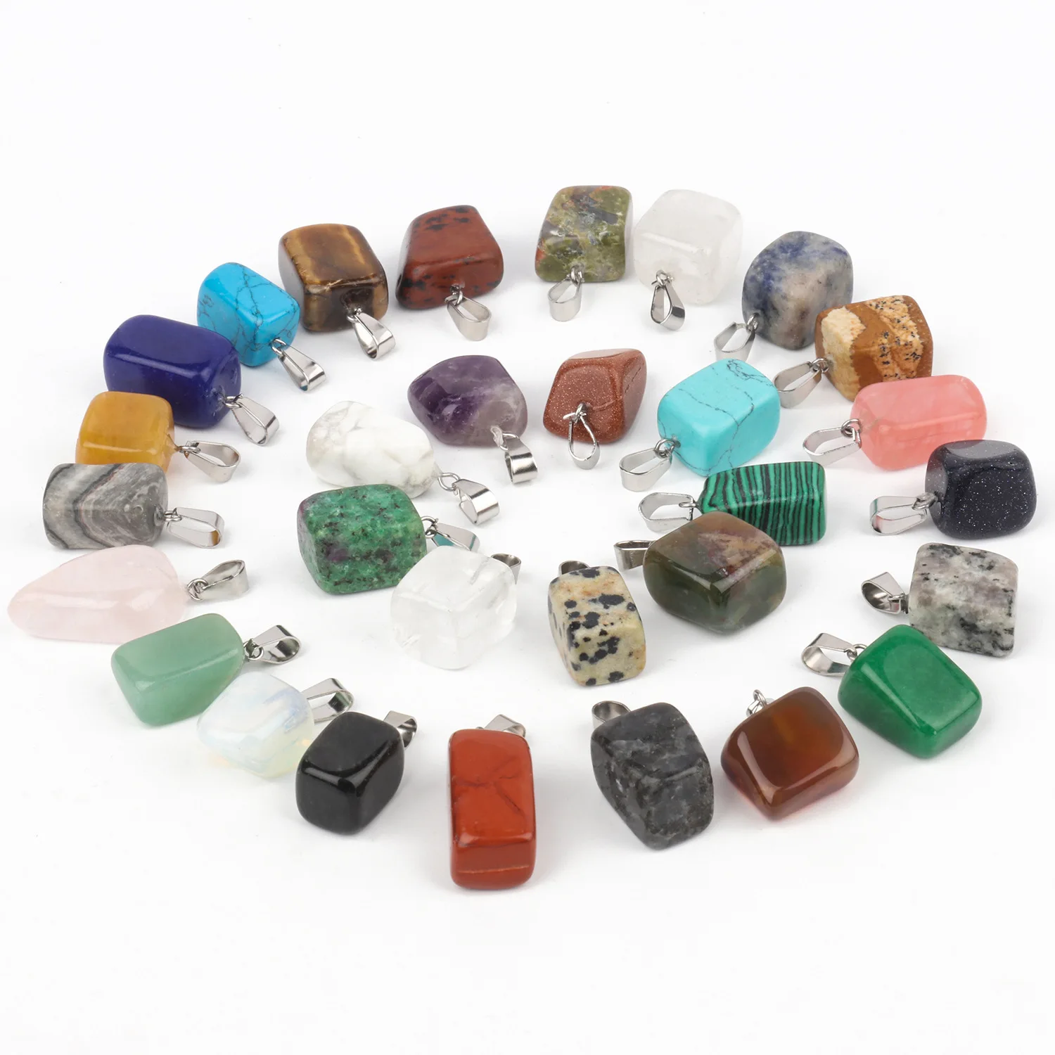 

50pcs Raw Natural Stone Crystal Mini Irregular Charms Opal Rose Quartz Agate Jade Pendants for Jewelry Making Necklace Earrings