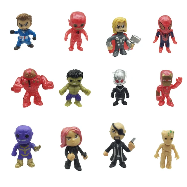 Figuras de acción de los vengadores de Marvel, muñecos de superhéroes,  Spiderman, Thanos, Hulk, Capitán América, Thor, Iron Man, regalos de  cumpleaños para niños - AliExpress