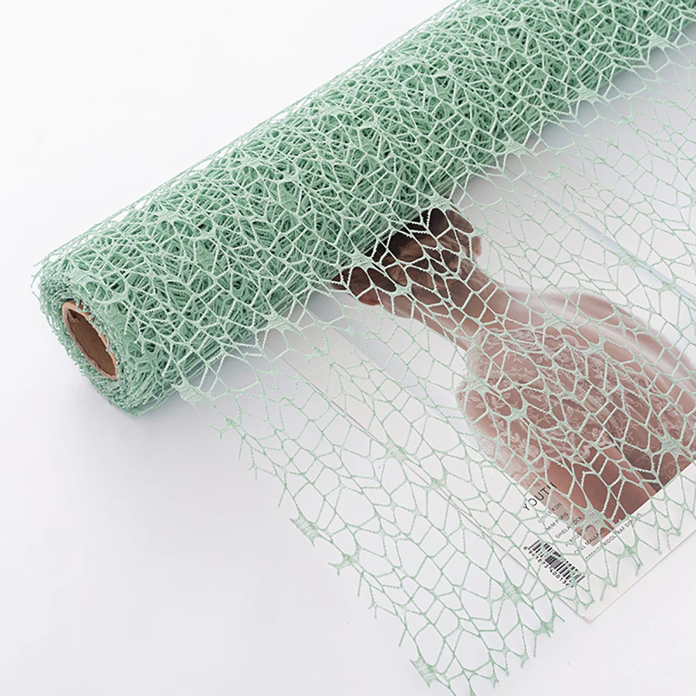 2 piezas de papel de malla de 4 yardas, papel de envoltura de ramo, borde de perla, red ondulada arrugada, paquete floral para suministros de floristería, decoración de embalaje de regalo