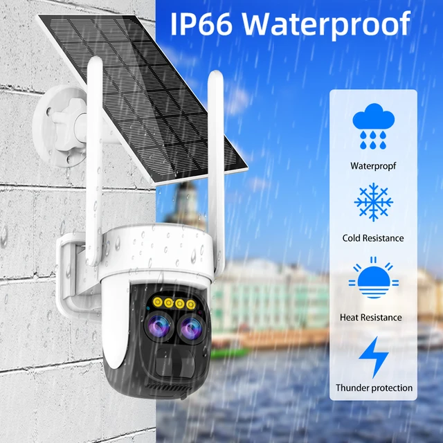 4K 8MP Dual Lens WIFI Solar Camera Outdoor 10X Optical Zoom Two-way Audio Color Night Vision Bulit-in Battery Security Camera 5