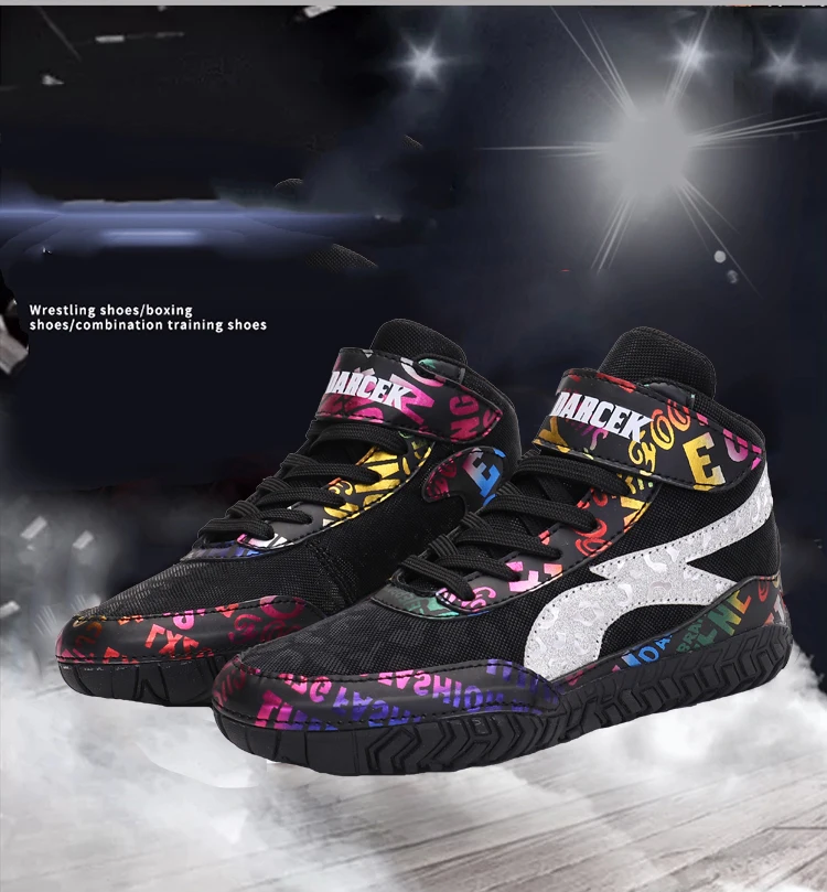 Kids Boxing Shoes Wrestling Rubber Outsole Indoor Outdoor Sports Size 27-39 Mesh Footwaring Durable Professional