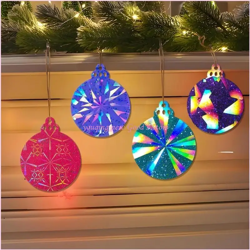 57QA 7 Stück Silikon-Weihnachtsharzformen, runde Anhänger, zum Basteln für Baumschmuck – Detail 10