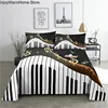 fashion Music Sheet Set Piano Keyboard Music Note Printed Bed Flat Sheet With Pillowcase Polyester Bedding 2