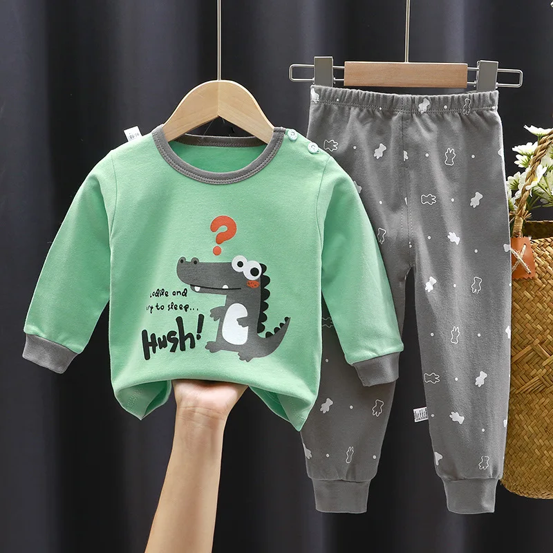 Cotton Underwear Set Autumn Winter New Pajamas Loungewear Warm Boys Girls Cute Cartoon Pattern Autumn Clothes Pants Child