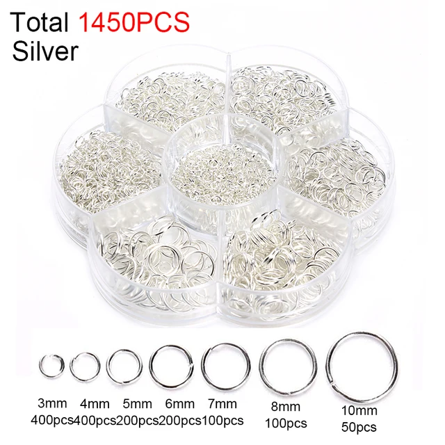 450-1450pcs/Box Jewelry Making Kits Lobster Clasp Open Jump Rings End Crimps Beads Box Sets Handmade Bracelet Necklace Findings L3 Silver