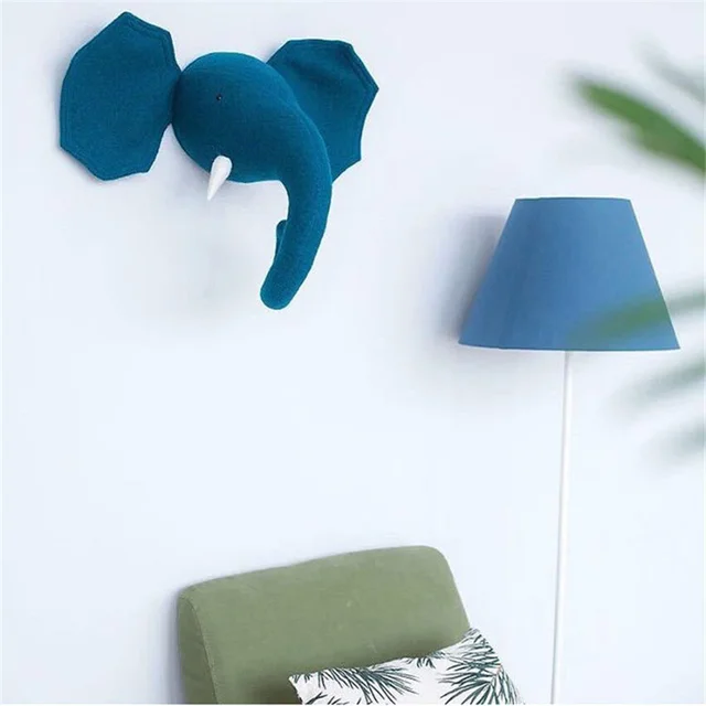 Cartoon elephant  Head Hanging Decorations INS Nordic Hand Made Kids Room Decor Cotton Thread Weaving Animal Ornaments Wall Hang 5