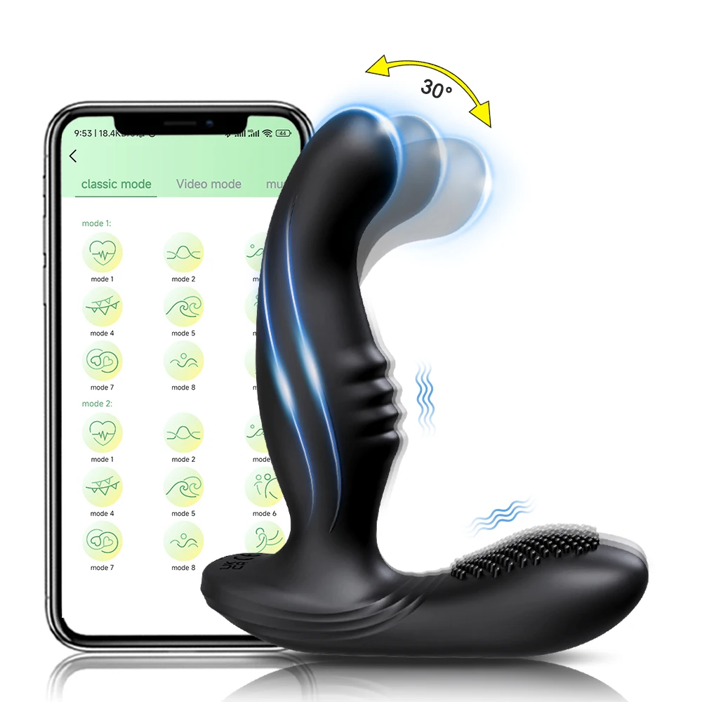 Männlichen Prostata-massagegerät Schaukel Anal Vibrator Männer APP Control Wiggle Butt Plug Damm Hodensack Stimulator Sex Spielzeug für_voghion.com