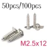 50pcs 100pcs Servo Screws M2.5x12mm PWA Cross self-tapping With Pad Head self tapping for FUTABA JR HITEC MKS EMAX KST 1