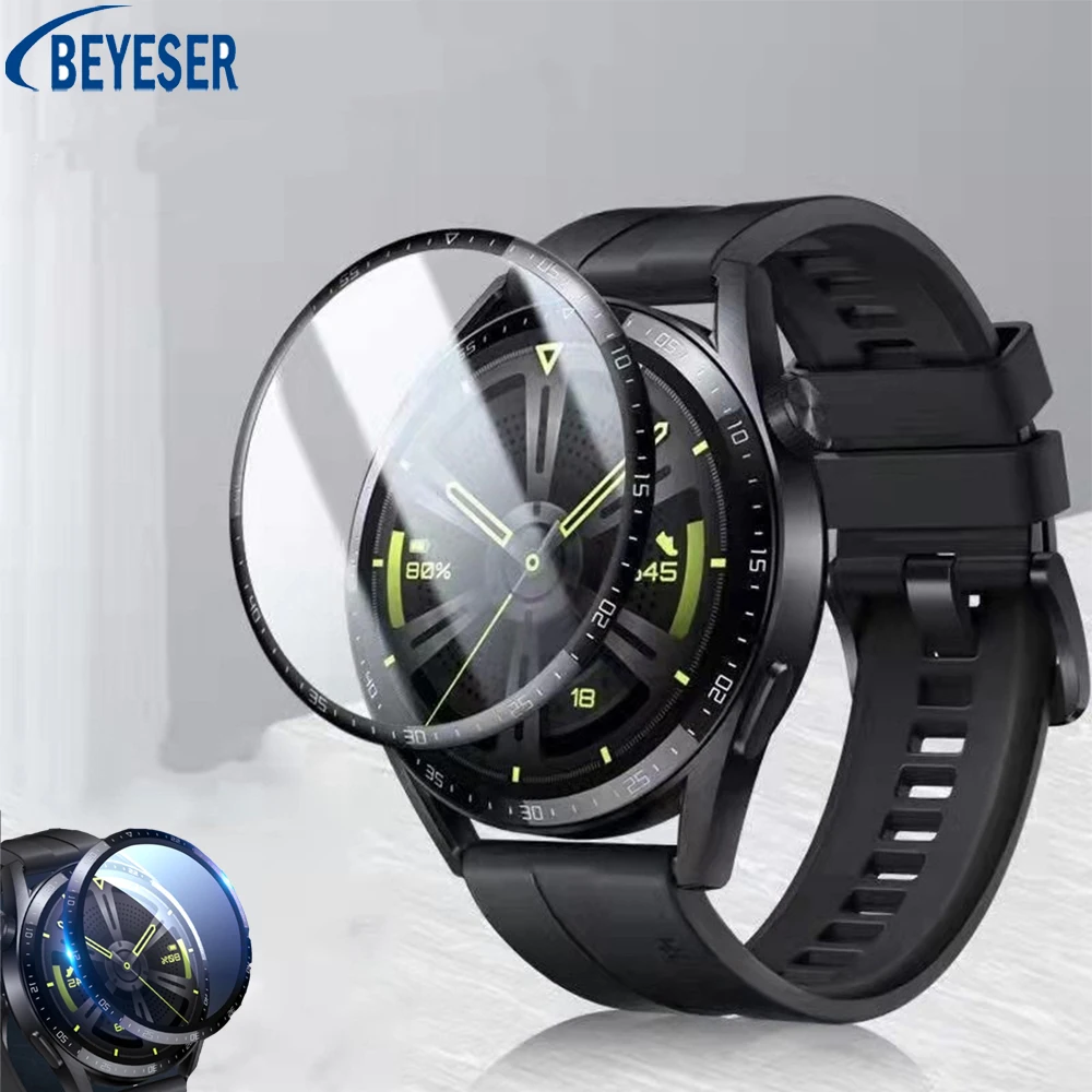 

2Pcs Smart Watch Protect Film For Huawei Watch GT3 46mm 3D HD Scratch Resistant Curved Composite Film Protective Accessories
