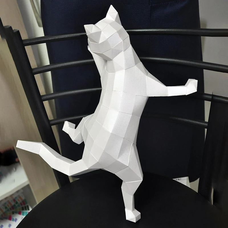 벽 등반 새끼 고양이 종이 모델 키트, 창의적인 홈 장식, 책상 장식, 3D DIY 수제 종이 공예, 고양이 동물 퍼즐 장난감