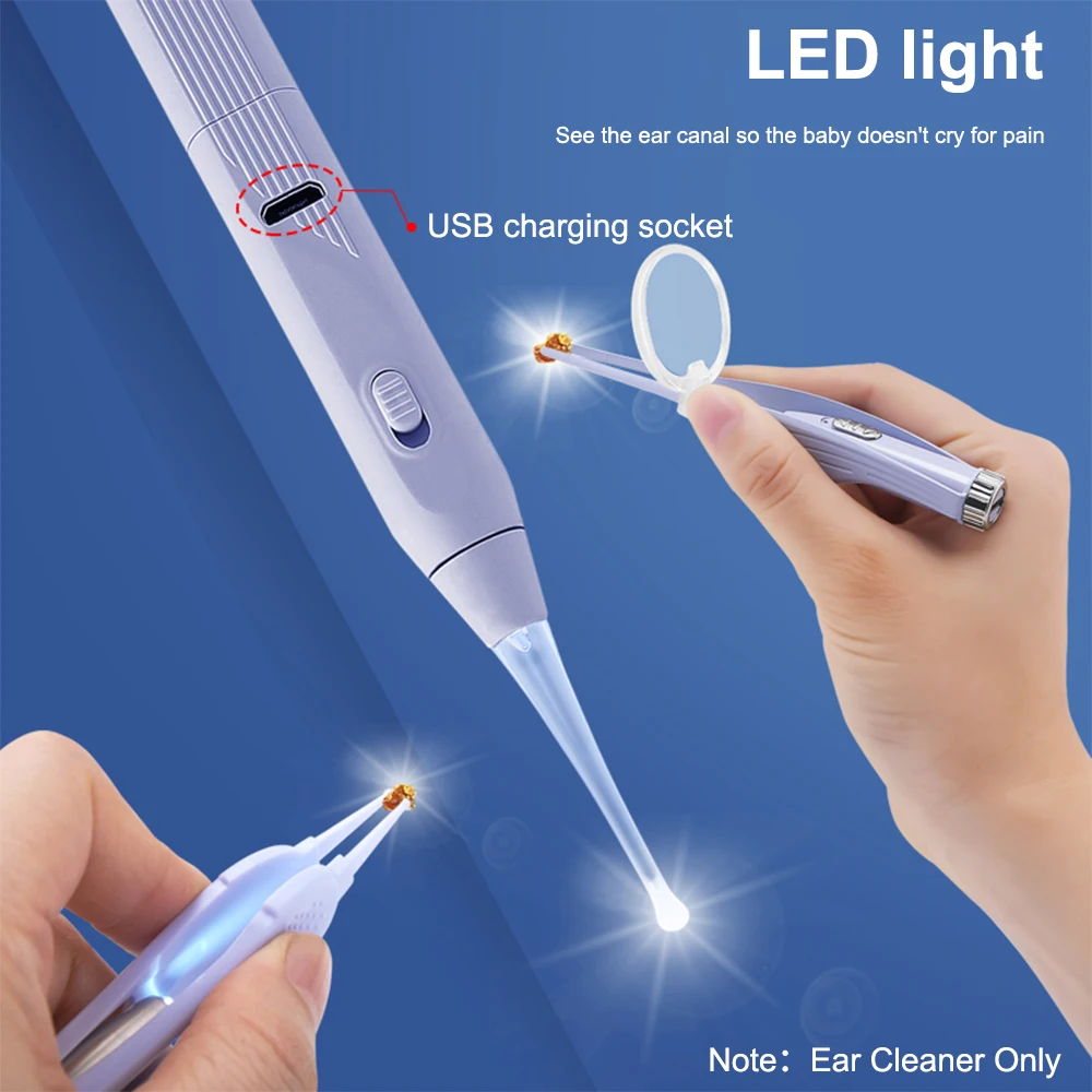 Ear Cleaner Soft Silicone Earpick USB Rechargeable Flashlight Earwax Remover Tool Itch Relief Luminous Ear Curette Light Spoon