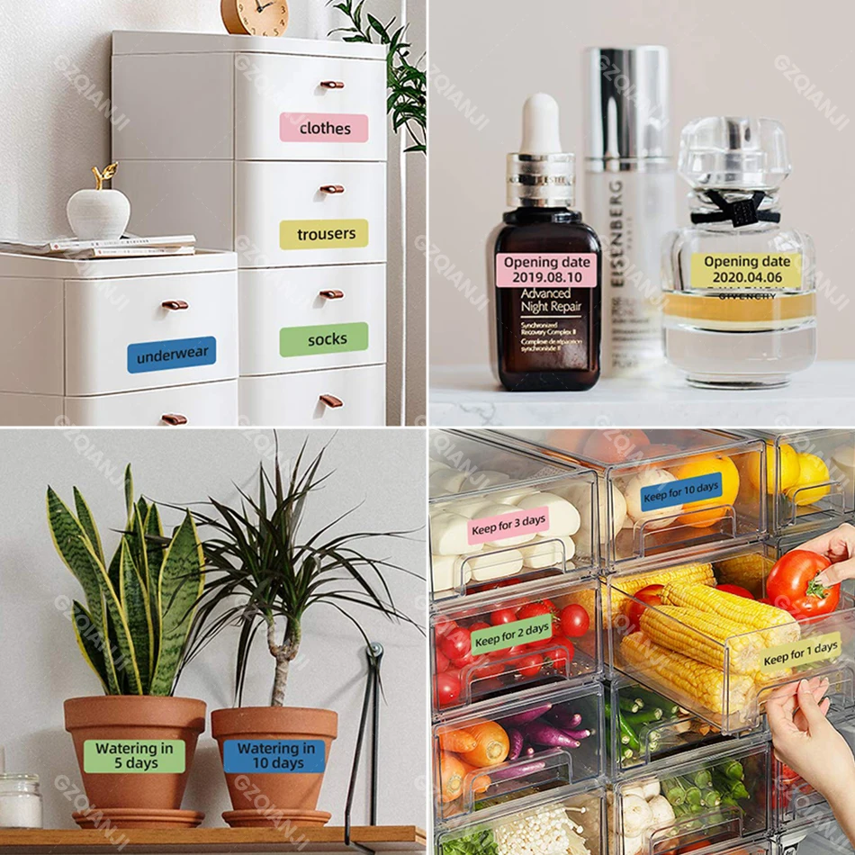 3~5 Rolls P15 Label Paper Rolls Sticker 15*30mm White Label 12*30mm Transparent Color Cable Tape for Thermal Label Printer Maker