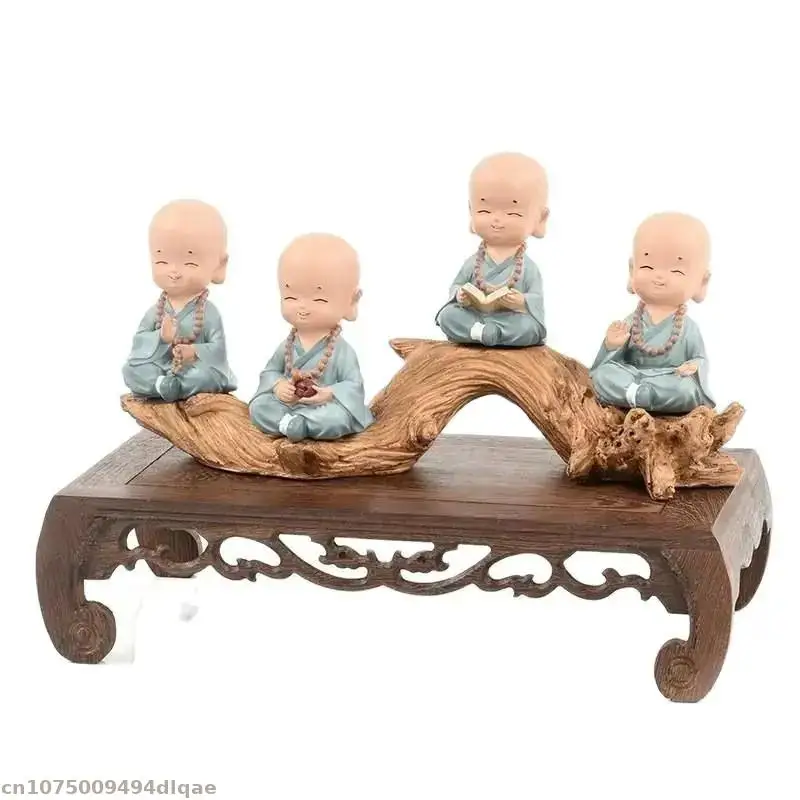 Vintage Wooden Carved Flower Pot And Vase Display Base Mini Sculpture Handicraft Display Stand Garden Plant Fish Tank Stand