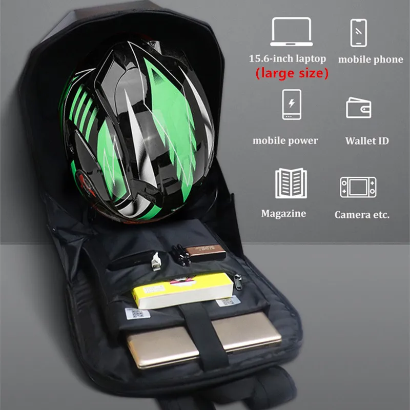 Casque De Vélo Moto Sac À Dos Étanche Pour Ordinateur Grande