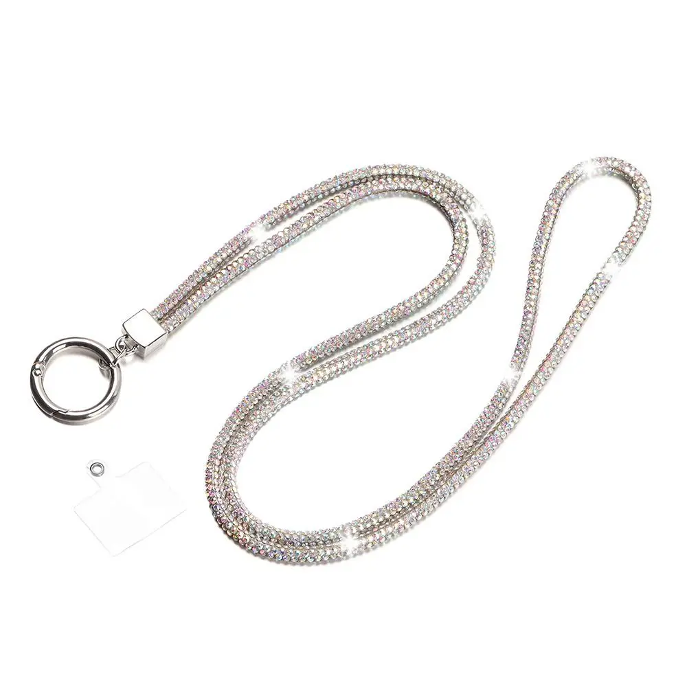 Sparkling Rhinestone Phone Lanyard with Anti-Lost Chain Strap