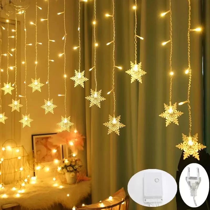 

LED Curtain Snowflake String lights Wave Fairy Light Holiday Party Christmas Decoration With 8 modes новый год гирлянда navidad