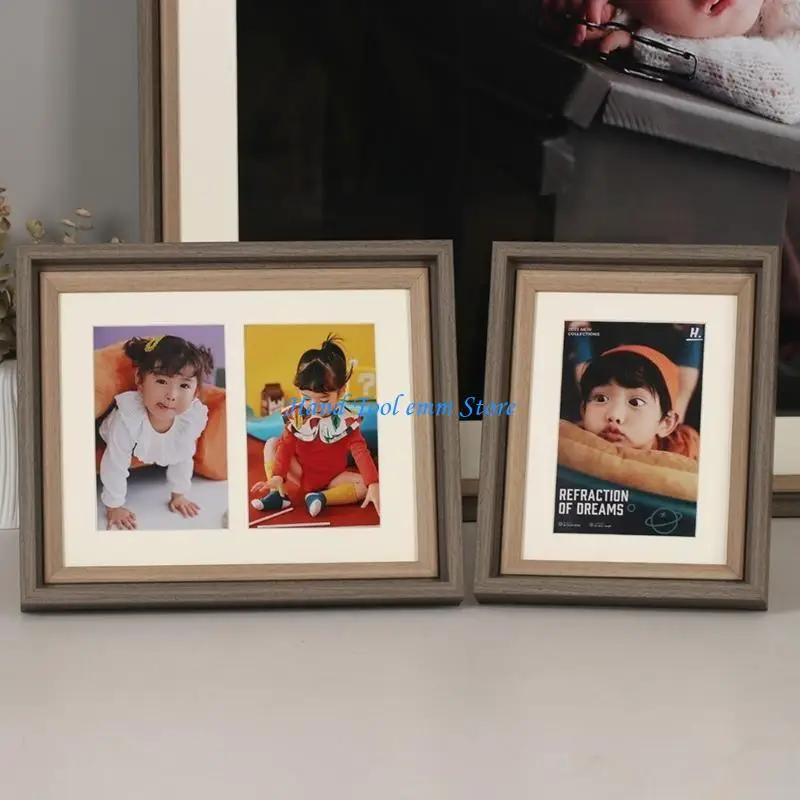 3-6인치/SQ 인쇄 액자용 H37F 빈티지 스타일 나무 프레임 사진 홀더