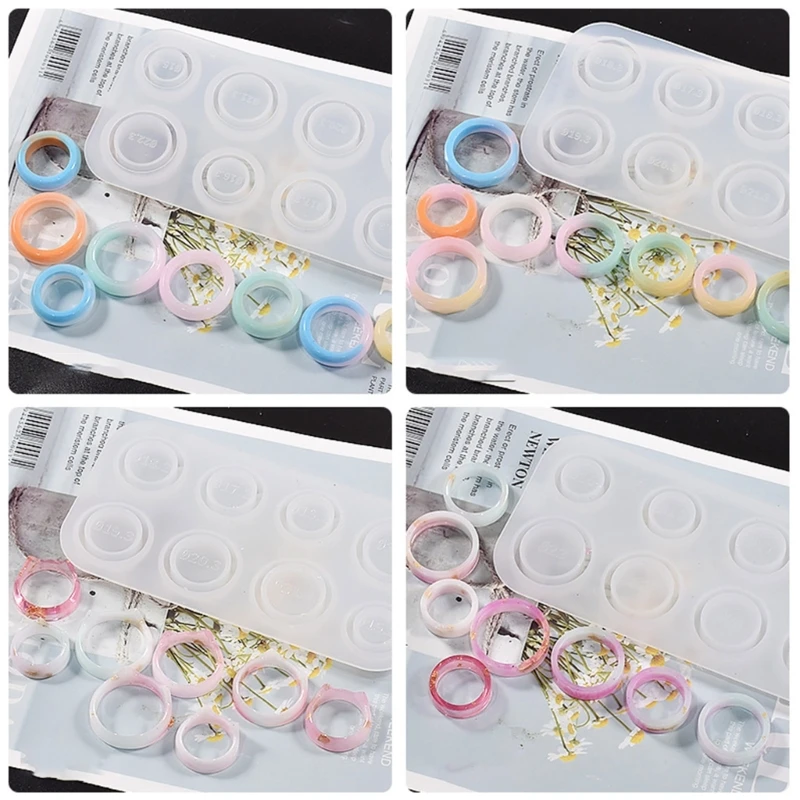 Resin Ring Molds Silicone,4 Style Silicone Molds for Epoxy Resin 8 Sizes for Making Rings,Earrings,Pendants,Crafts