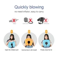 Car Air Flight Office Inflatable Neck Pillow U-shaped Travel Pillow Short Plush Cover PVC Support Headrest Soft Nursing Cushion 2
