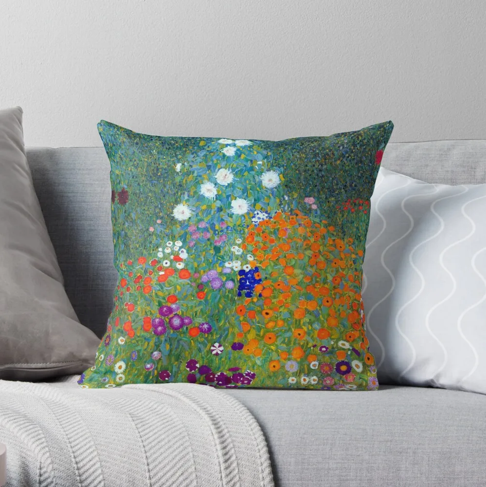 

Gustav Klimt Flower Garden Throw Pillow Pillow Case Elastic Cover For Sofa Pillow Cases