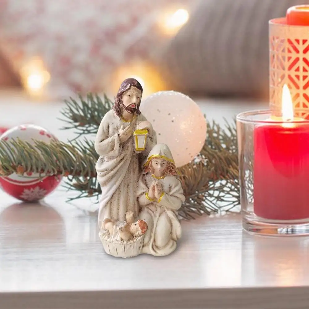 Description Picture 4 of itemMini Nativity Scene Statue Resin Holy Family Statue Tabletop Scenes Catholic Figurine Handicrafts Sculpture for Christmas Decor