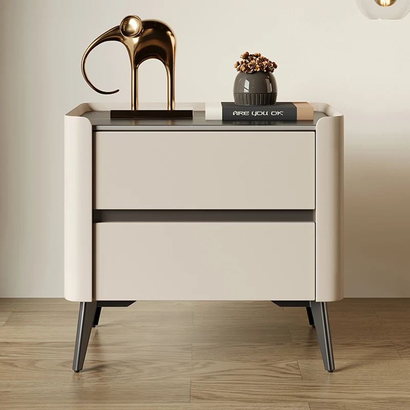 

Solid Wood Luxury Nightstand Simple Modern Bedroom Rock Board Simple Storage Cabinet Mesa De Cabeceira Home Furniture WKNS